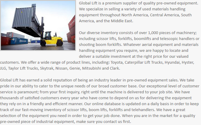 Global Lift Equipment Santa Clara